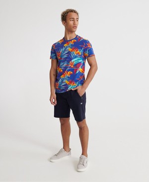 Superdry All Over Print Floral Férfi Pólók Kék | FHSWR0371